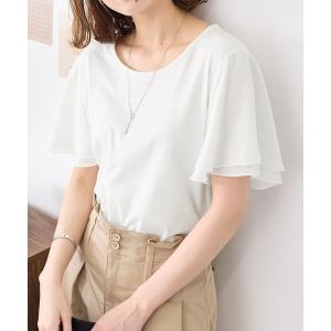 tシャツ 袖シフォンゆるTシャツ レディースの商品画像