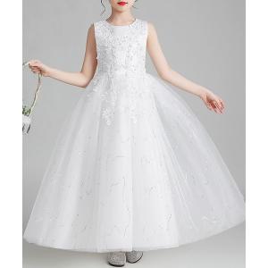 ドレス 発表会 卒園式 入学式 キッズ ノースリーブバックリボンスパンコールラインドレス キッズ 子供服 女の子
