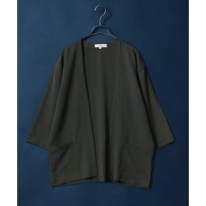 メンズ カーディガン Quick Dry Amunzen Three Quarter Sleeve Buttonless Cardigan/速乾 梨地｜zozo