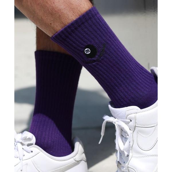 靴下 ワンポイントロゴ刺繍リブソックス メンズ