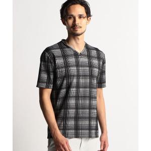tシャツ Tシャツ メンズ ブリスターチェックジャガード半袖Ｖネックカットソー｜ZOZOTOWN Yahoo!店