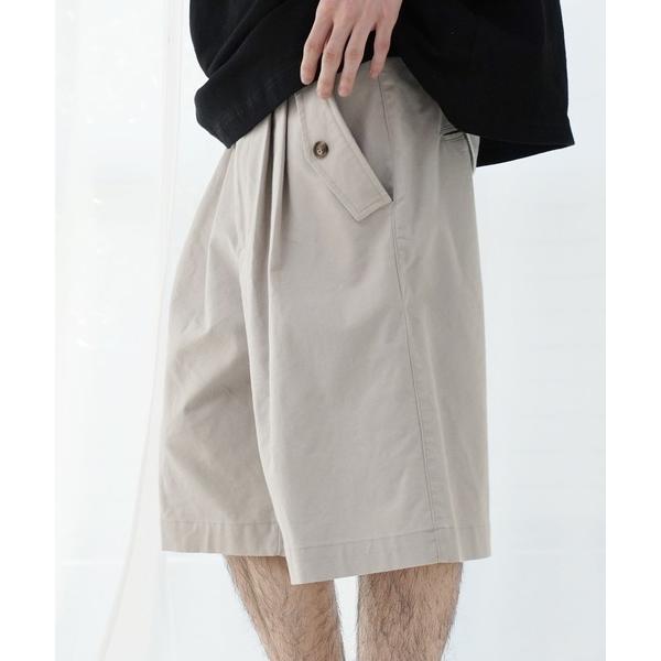 パンツ 綿麻 フロント ツータック ショートパンツ メンズ レディース