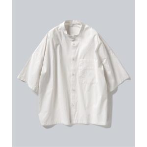 シャツ COTTON PAPER COMPACT POPLIN STRIPE  BAND COLLAR SHIRT / コットンペーパーポプリンストラ