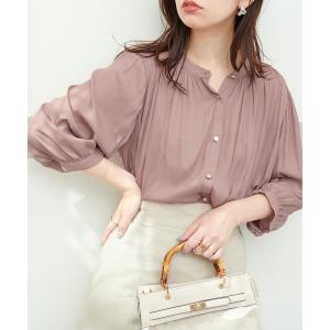 シャツ ブラウス とろみサテン7分袖ブラウス