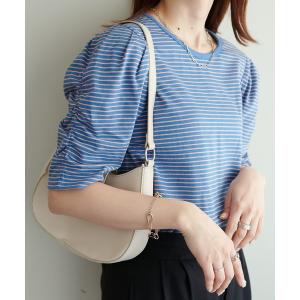 tシャツ Tシャツ ボーダーパワショル5分袖プルオーバー