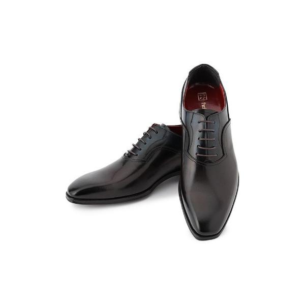 ビジネスシューズ 日本製　オブリークコンビ　プレーントゥシューズ　ダークブラウン メンズ