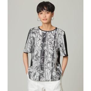 tシャツ 「ウォッシャブル」「接触冷感」ストライプリモーネプリントカットソー レディース