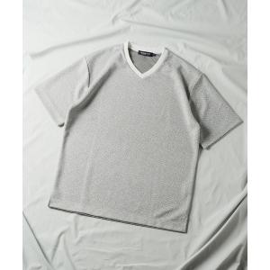 tシャツ Tシャツ ジオメトリックジャガードVネックTシャツ