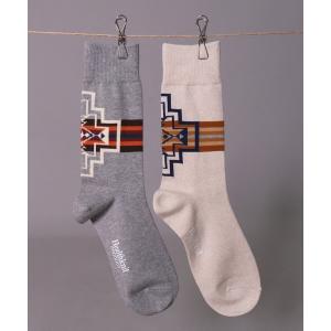 靴下 (LG)「Healthknit Product」2枚セット入り ジャガード クルー ソックス メンズ