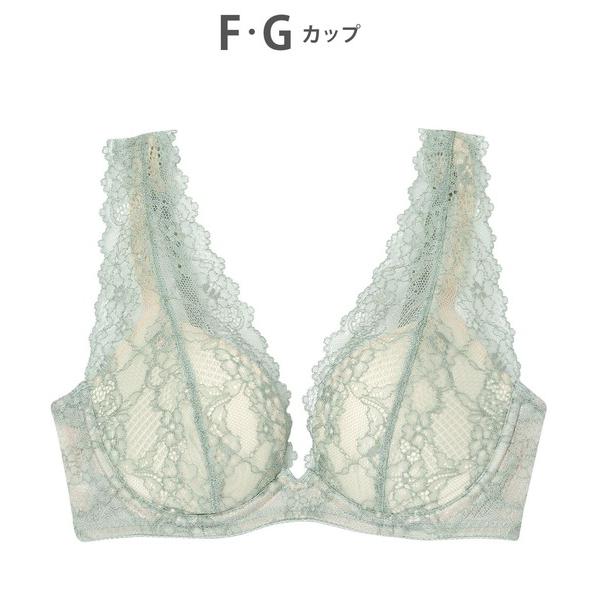 ブラジャー AMPHI「脇シャープ-寄せる-」ラッセルレース　フルカバレッジ　モールドブラジャー　F...