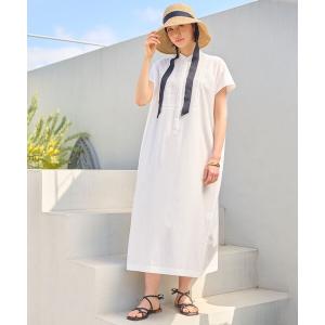 シャツワンピース 「洗える・XSサイズあり」ジオメトリックエンブロイダリーシャツ ワンピース