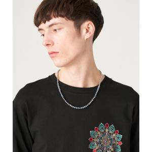 ネックレス メンズ UNISEX」メタリックパールチェーンコンビ ネックレス｜zozo