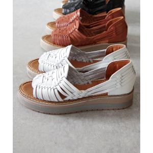 サンダル WOVEN (ウーヴン) / メキシコ製 レザー メッシュ 厚底サンダル JAZMIN レディース