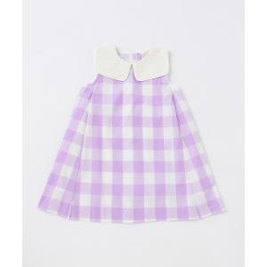 ワンピース 衿つきブロックチェックワンピ