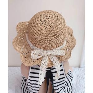 帽子 ハット 「 Bambin / ボンバン 」 刺繍 リボン フリル ペーパーハット キッズ 子供 女の子