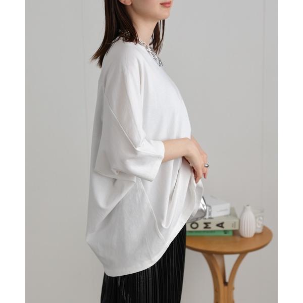 tシャツ USAコットン　オーバーサイズTシャツ　切り替えデザイン レディース