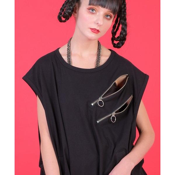 タンクトップ ノースリーブ スパンキーリングジップノースリーブ -オーバーサイズ- レディース メン...