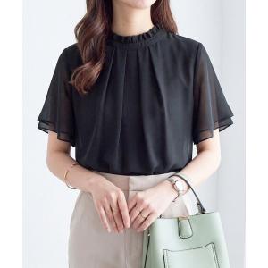 アニエスベー　agnisb 白襟　丸襟　半袖トップス　ブラウス　黒 agnes b.（アニエスベー） ブラウス シャツ リネン 丸襟 半袖 ブラウス