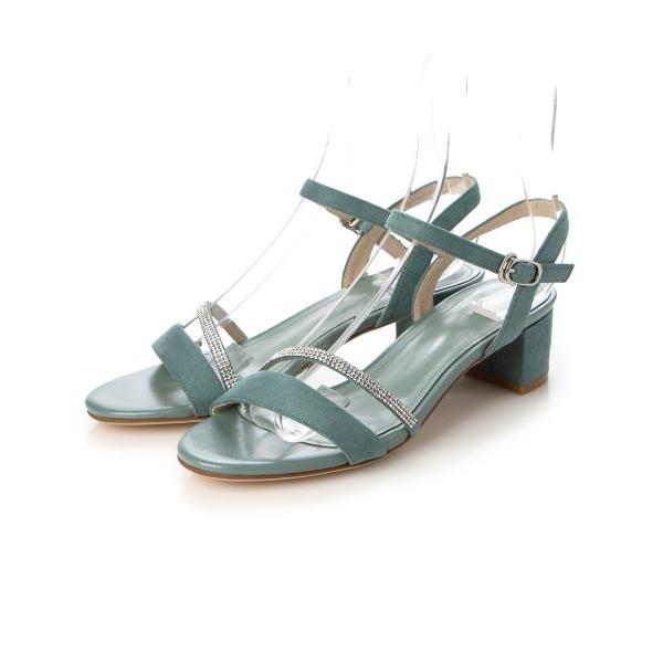 サンダル アンクルベルトビジューサンダル レディース