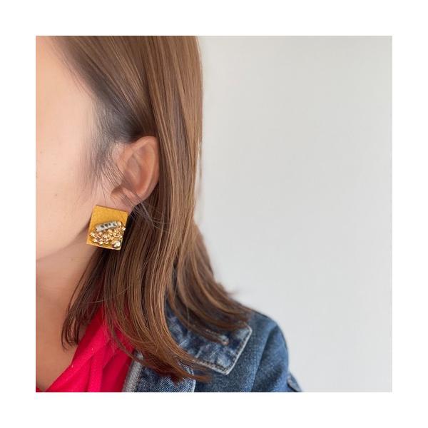 イヤリング 「marihori」合成皮革×ダルメシアン　アンティークイヤリング(MA) レディース