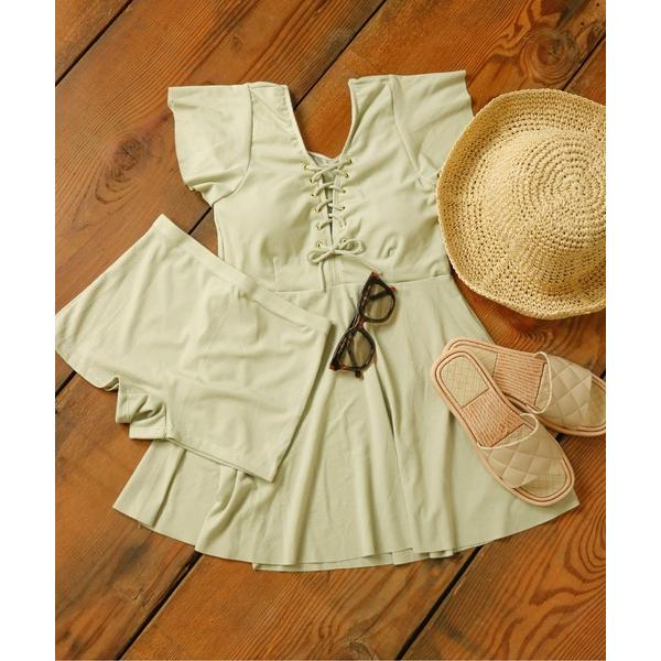 水着 Per sist ence/パーシエンス　ショートパンツ付ワンピースリブスイムウェア レディー...