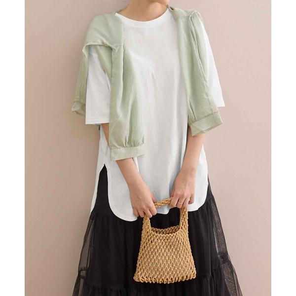 tシャツ 綿100％ラウンドヘム半袖オーバーサイズTシャツ レディース