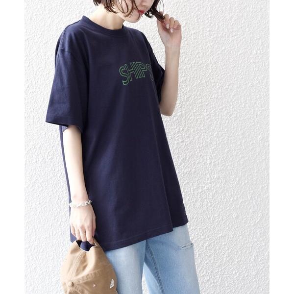 tシャツ Tシャツ レディース * SHIPS ラウンド プリント ロゴ TEE