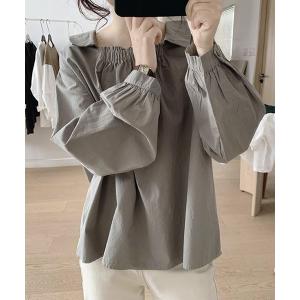 ブラウス シャツ 襟付きスクエアネックブラウス レディース