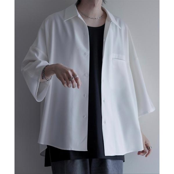 シャツ 「cussil/クシル」TRストレッチルーズシルエット2wayオープンカラーシャツ メンズ ...
