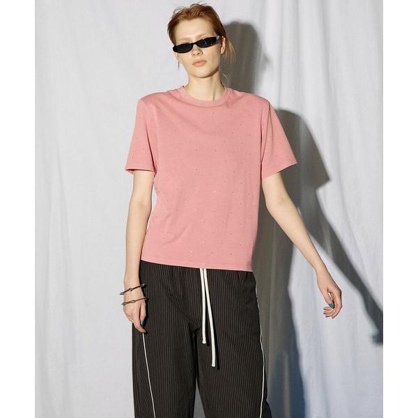 tシャツ Pigment Rhinestone T-Shirts/ピグメントラインストーンTシャツ「...