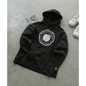 パーカー 「FRUIT OF THE LOOM」BLACK PRINT HOODIES / フルーツオブザルーム ロゴパーカー ブラック