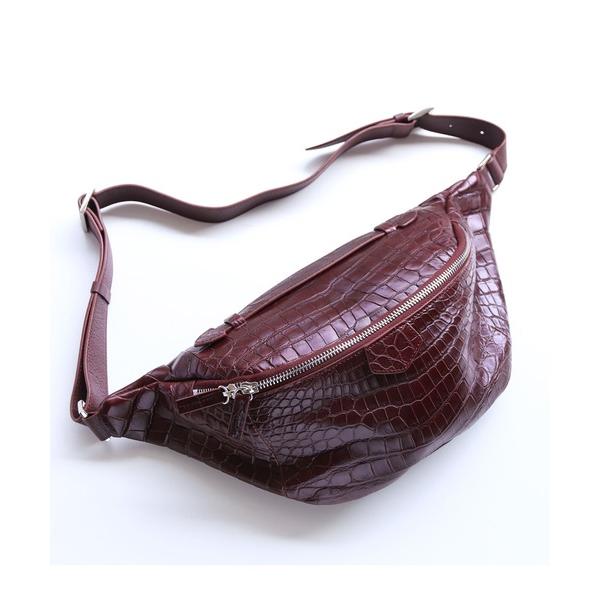 ウエストポーチ クロコダイルレザーウエストバッグ マット加工ボディバッグ メンズ レディース