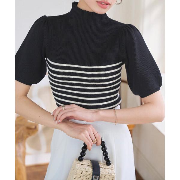 ニット セーター モックネックorスクエアネックぽわんスリーブニットトップス レディース