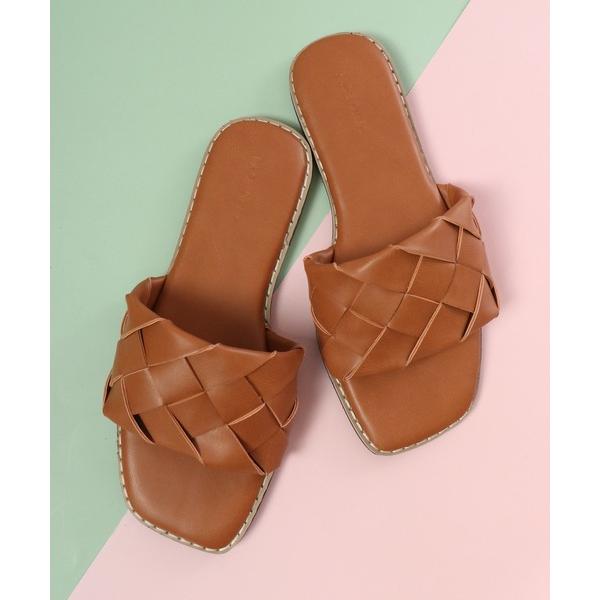 サンダル PAGE ONE 編み込みベルトサンダル レディース