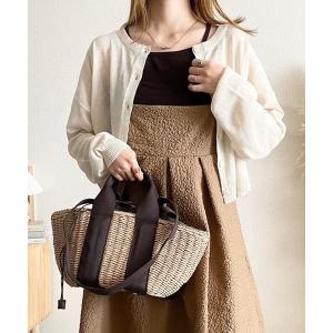 トートバッグ 「ペーパー素材・多収納」ダブルハンドルかごバッグ レディース