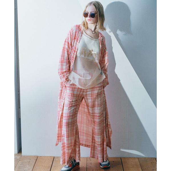 パンツ R4102 クレヨンチェックスーパーフレアパンツ レディース