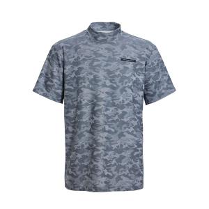 tシャツ Tシャツ カモフラジャガード半袖モックネックプルオーバー