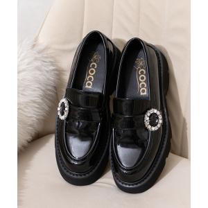 ローファー coca / ビジューバックル付き 厚底ローファー レディース