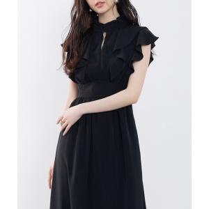 ワンピース 夏 フリルカラーロング丈ジョゼットワ...の商品画像