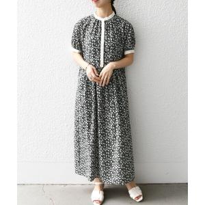 レディース ワンピース SHIPS any:「洗濯機可能」モノトーン フラワー コンビ ワンピース