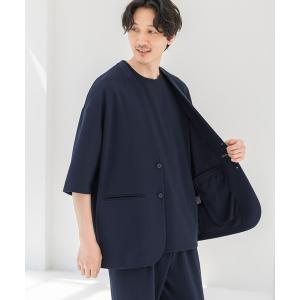 ジャケット ノーカラージャケット ジョーゼット半袖カーデジャケット/173631