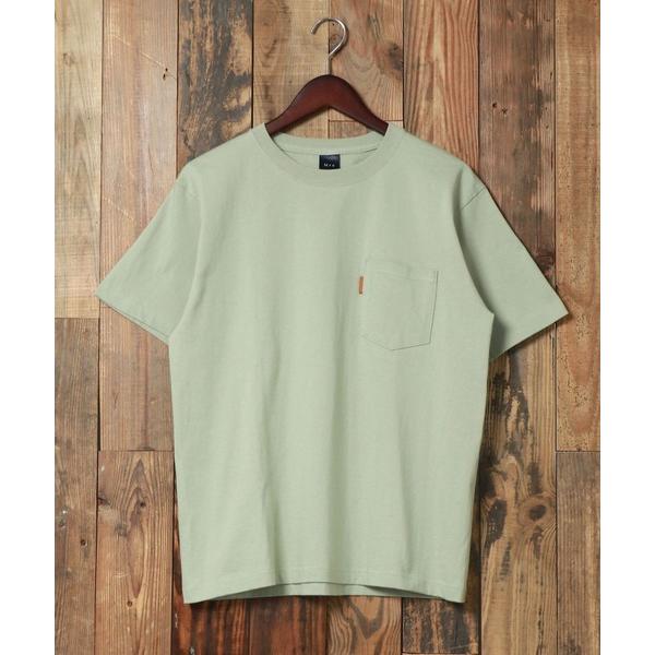 tシャツ MRU/エムアールユー ヘビーウエイト 革タブ ポケット付き 無地 半袖Tシャツ メンズ ...