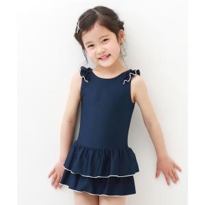 uvカット 水着 女児フリルワンピーススクール水着 キッズ 子供 女の子