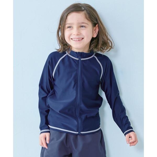 ラッシュガード UVカット スクール用 長袖ジップラッシュガード キッズ 子供 男の子 女の子