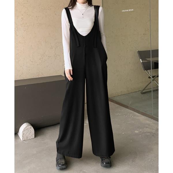 サロペット オーバーオール ルーズ シンプル カジュアル ファッション 気質 サスペンダー ワイドレ...