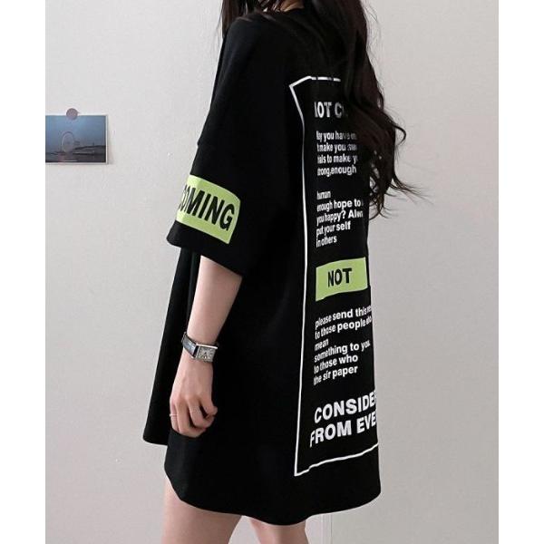 tシャツ backメッセージプリントルーズＴシャツ レディース