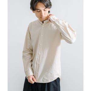 シャツ ブラウス メンズ 日本製 ナノファイン加工バンドカラー長袖シャツ 抗菌・防臭