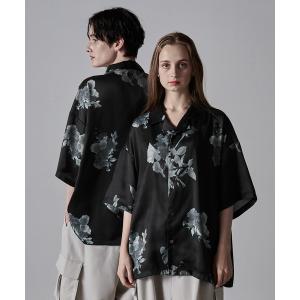 メンズ シャツ ブラウス 「CLEL」2Way Floral Pattern Drape Short Sleeve Shirt/2way 花柄ドレープ