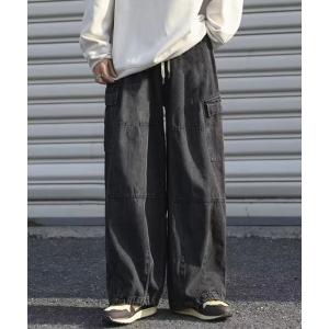 パンツ カーゴパンツ メンズ サイドポケット裾ドローコードワイドデニムカーゴパンツ｜ZOZOTOWN Yahoo!店
