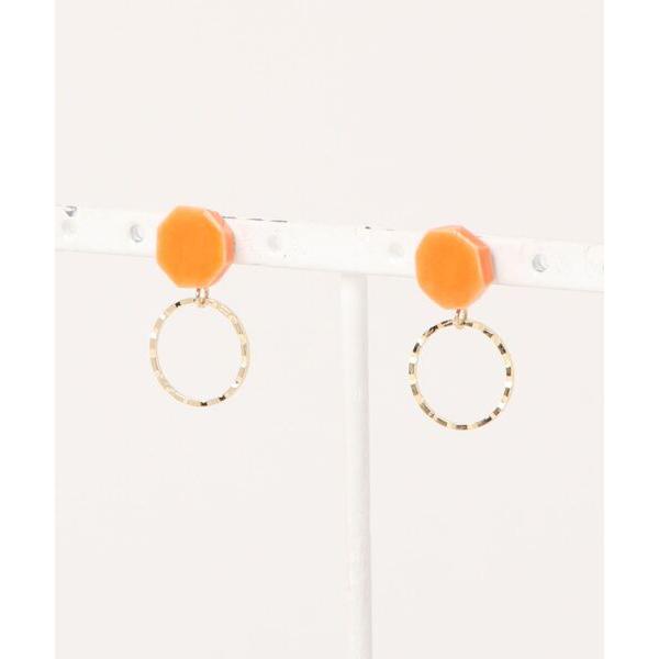 ピアス 「irodori」八角とgold ringの陶ピアス（オレンジ） レディース